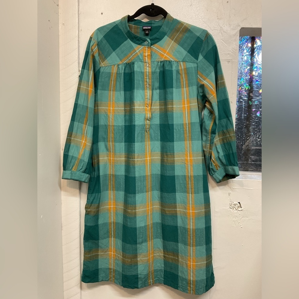 Patagonia Organic Cotton Plad Dress, Size 8